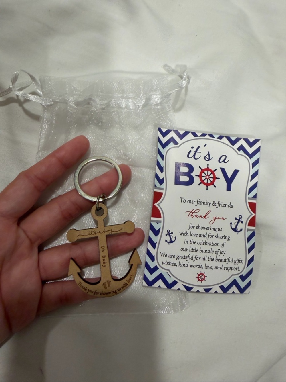 'It's a Boy' Anchor Keychain - Blue with Bags - Picture 4 of 5